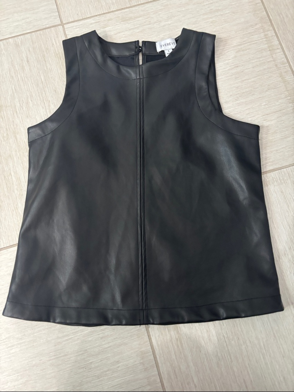 Evereve Black Faux Leather Sleeveless Shell Top
